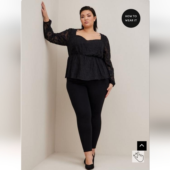 torrid Peplum Chiffon Clip Floral Puff Sleeve Top size 2X NWT - Picture 3 of 8